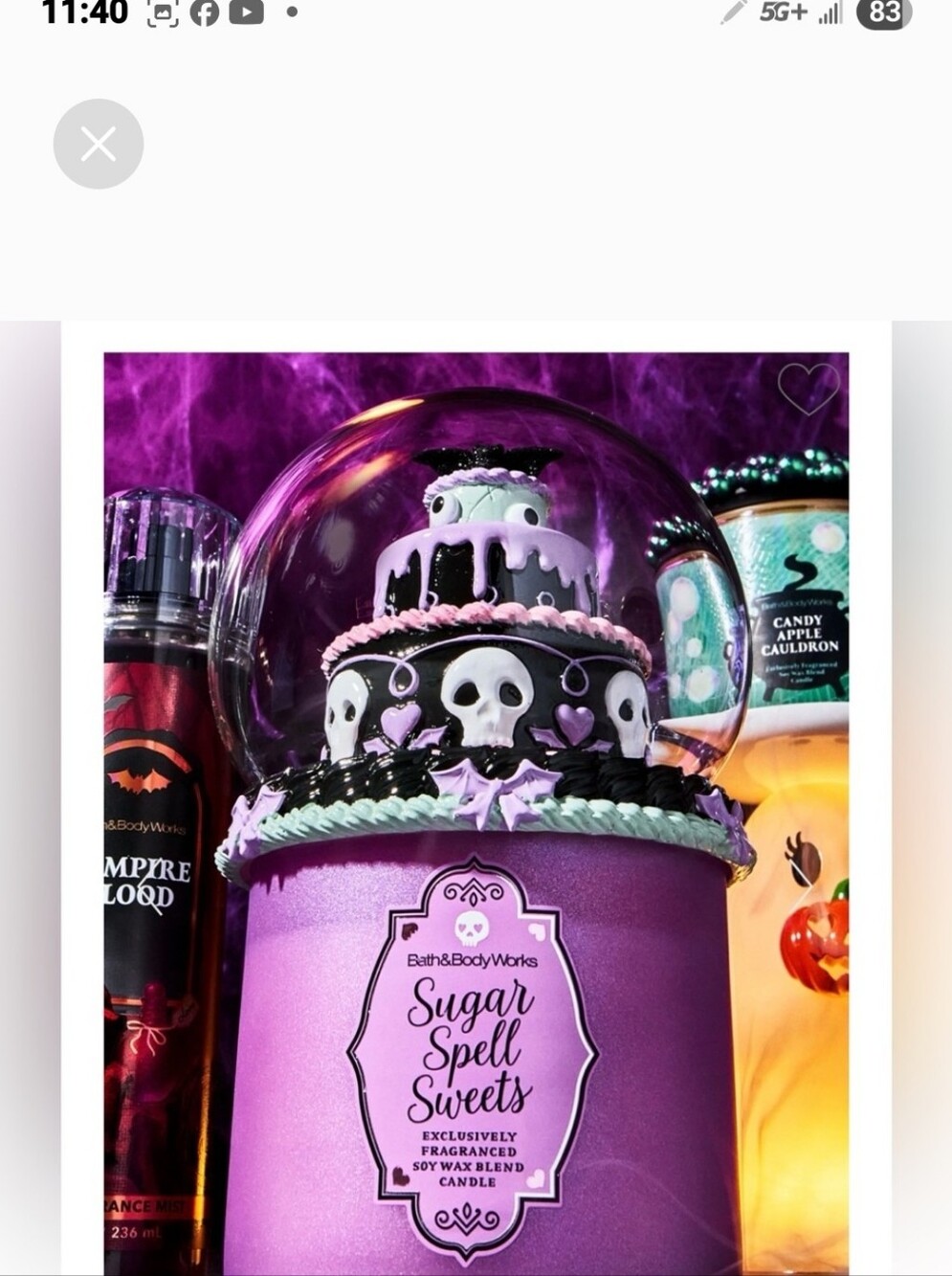 NWB/Bath & Body Works Purple💜 Sugar Spell Sweets Decorative Snow Globe Topper💀